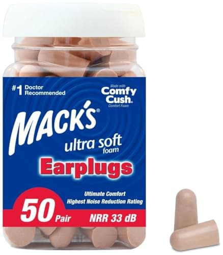 Mack's Ultra Soft Foam Earplugs, 50 Pair - 33dB Highest NRR, Comfortable Ear Plu