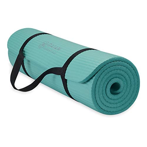 Gaiam Essentials Thick Yoga Mat Fitness & Exercise Mat With Easy-Cinch Carrier S