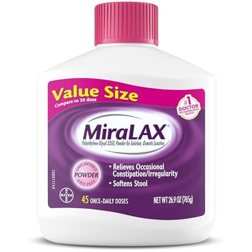 MiraLAX Laxative Powder, Gentle Constipation Relief for Adults, Stool Softener w