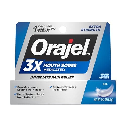 Orajel 3X for Mouth Sores: Maximum Strength Gel Tube 0.42oz- from #1 Oral Pain R