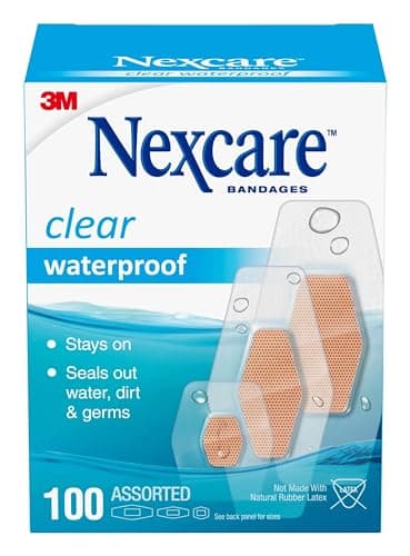 Nexcare Waterproof Clear Bandages, Covers and Protects, 360 Degree Seal Around T