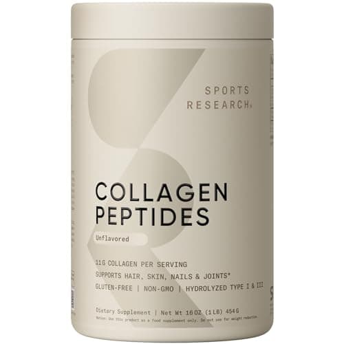 Sports Research Collagen Peptides - Hydrolyzed Type 1 & 3 Collagen Powder Protei