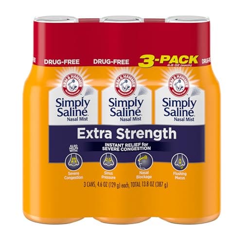 Simply Saline Extra Strength for Severe Congestion Relief Nasal Mist: 4.6oz 3-Pa