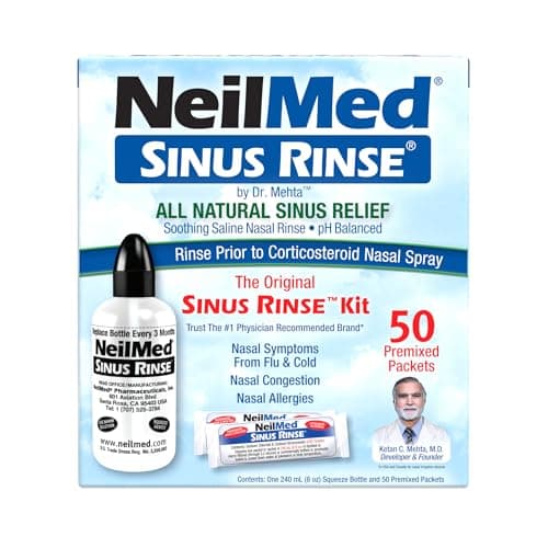 NeilMed Sinus Rinse - A Complete Sinus Nasal Rinse Kit, 50 count (Pack of 1) Cou