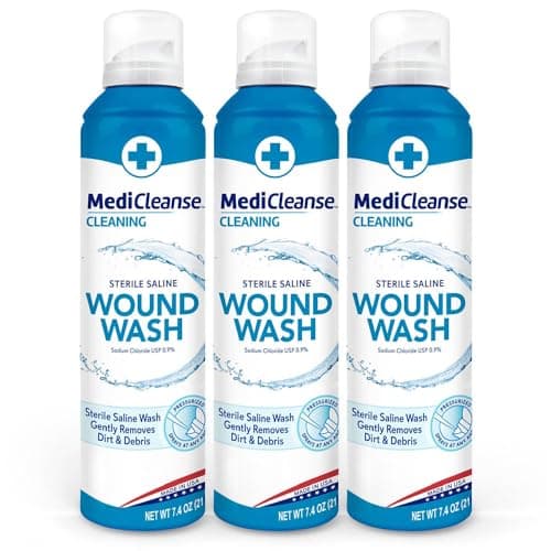 MediCleanse First Aid Sterile Saline Wound Wash, Promotes Healing, No Stinging o
