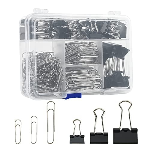 Assorted Size Binder Clips & Jumbo Paper Clips Set 348PCS
