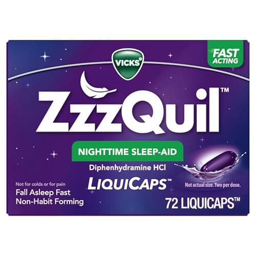 ZzzQuil LiquiCap Sleep Aid, Diphenhydramine 25mg HCl, Sleep Aids for Adults, Nig