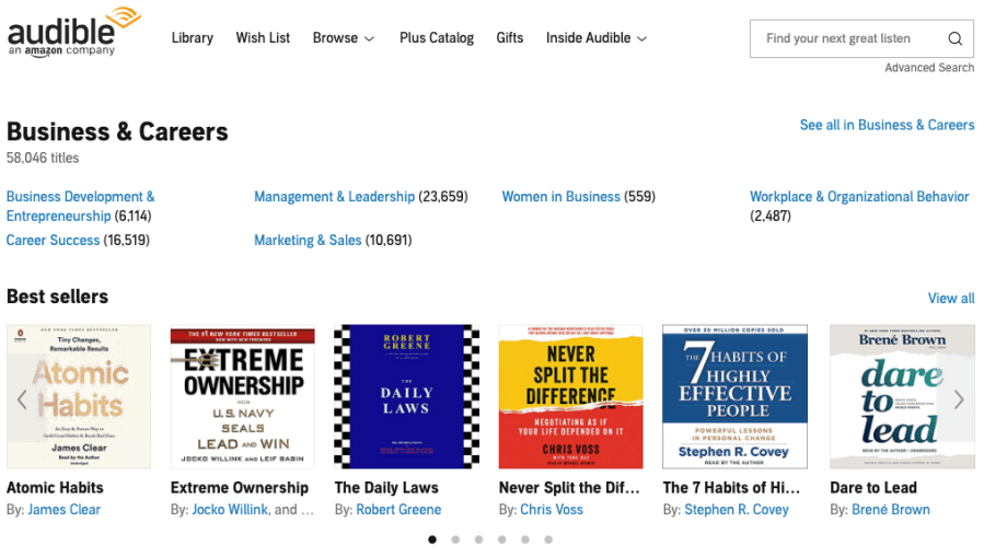 Amazon Audible Home Page